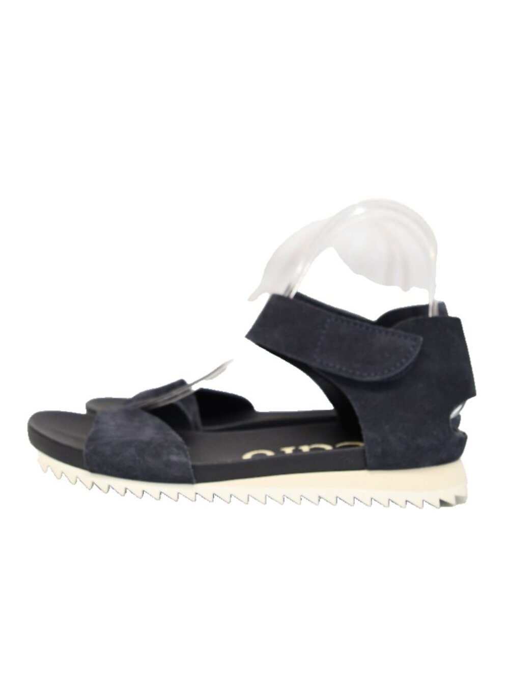 $600 PEDRO GARCIA JARA NAVY SUEDE STRAP SAWTOOTH SOLE SANDAL 37 (DD3)